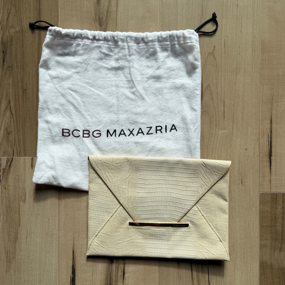 BCBG Max Azria Cream Leather Clutch